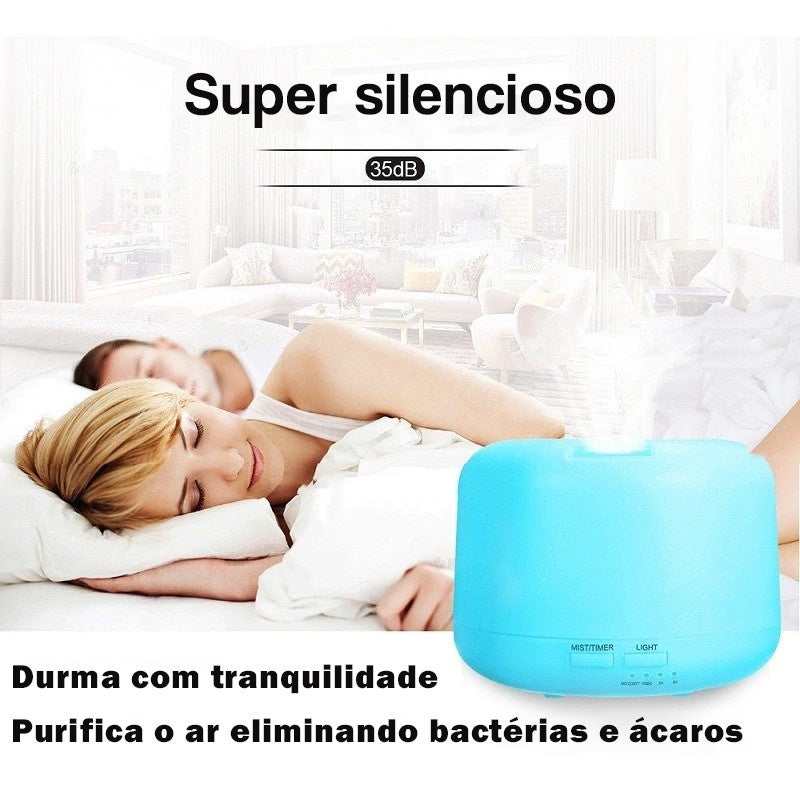 Difusor Aromatizador Elétrico Óleo Essencial 7 Cores LED com Controle - Tora Design