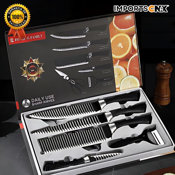 KIT DE 6 FACAS INOX ANTIADERENTE