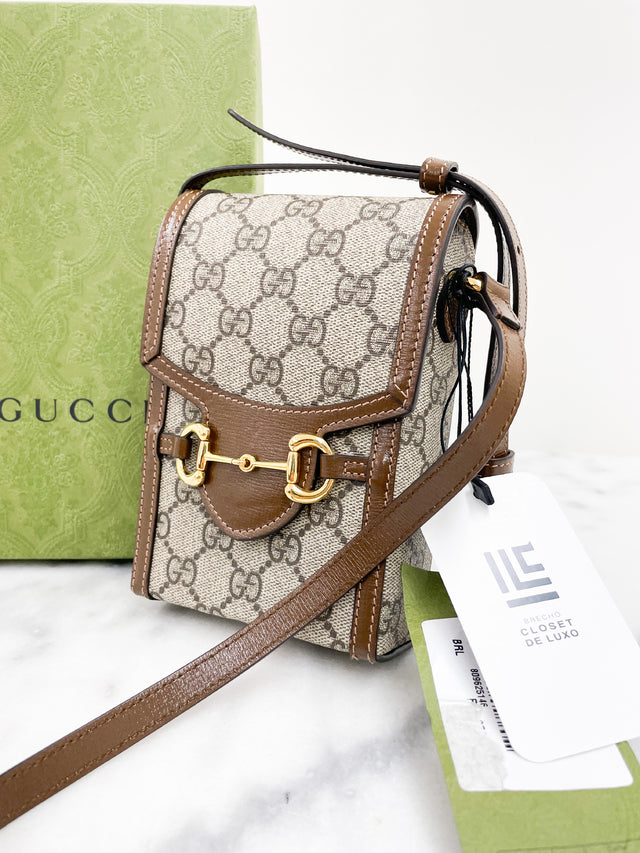 Bolsa Gucci Horsebit 1955 Monograma