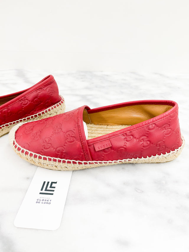 Espadrille Gucci Monograma Vermelha 34BR