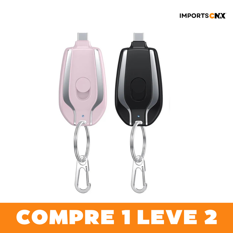 PowerCnx Chaveiro Carregador: Suporta iPhone e Android | Oferta Especial - Compre 1, Leve 2 - Somente Hoje!