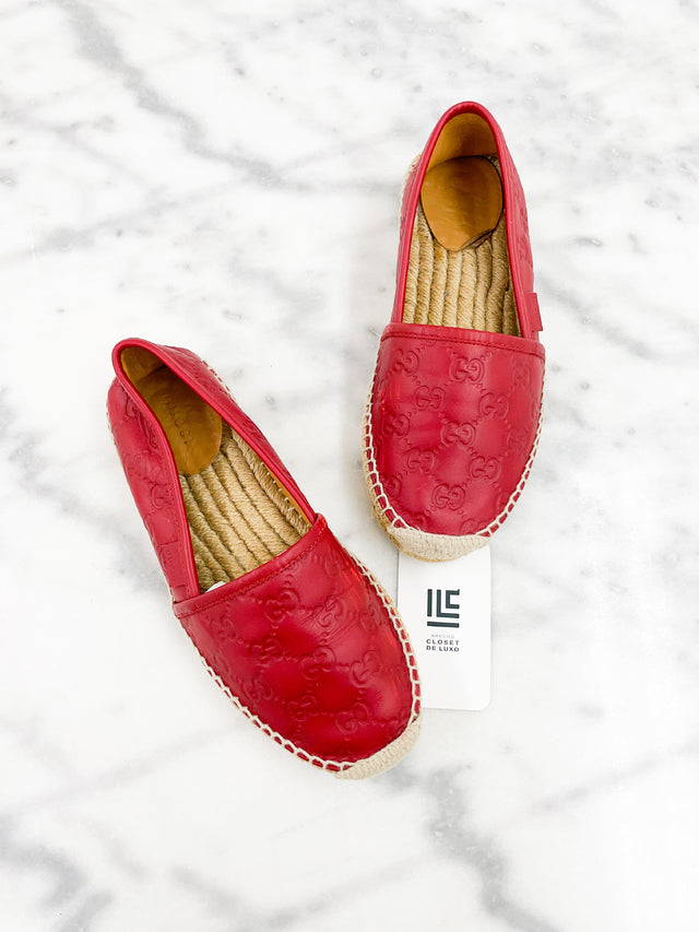 Espadrille Gucci Monograma Vermelha 34BR