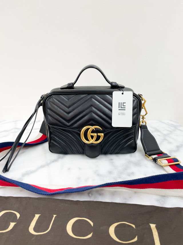 Bolsa Gucci GG Marmont Sylvie WEB Preta