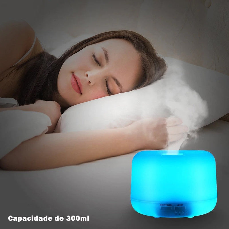 Difusor Aromatizador Elétrico Óleo Essencial 7 Cores LED com Controle - Tora Design