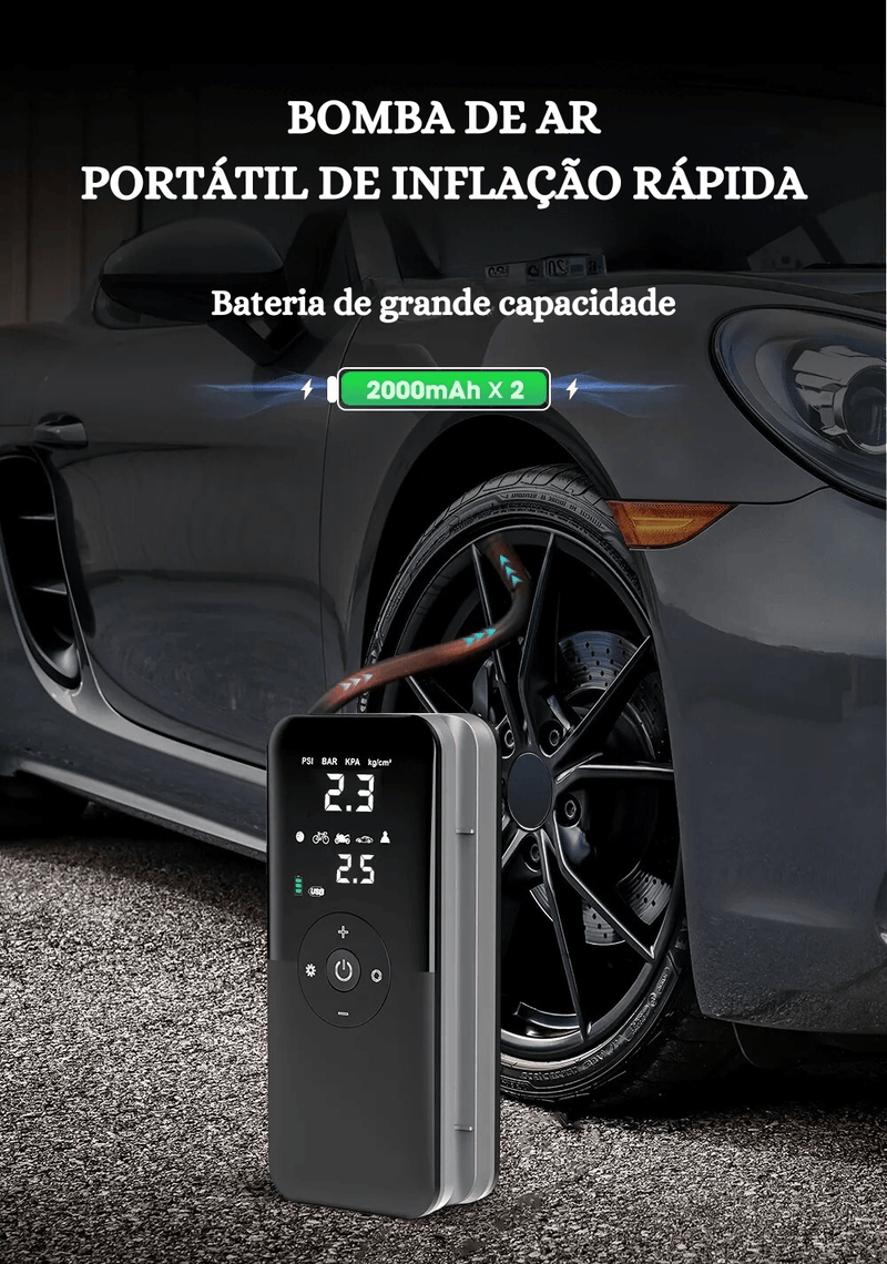 Compressor De Ar Digital Portátil (Calibrador de Pneus)