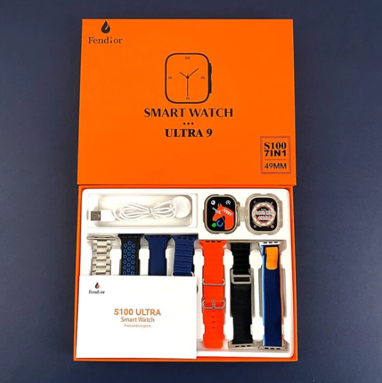 SmartWatch Serie 9 Ultra Kit com 7 Pulseiras + Case de Brinde