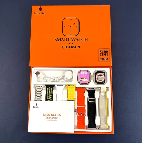 SmartWatch Serie 9 Ultra Kit com 7 Pulseiras + Case de Brinde