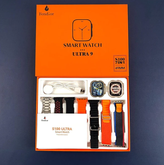 SmartWatch Serie 9 Ultra Kit com 7 Pulseiras + Case de Brinde